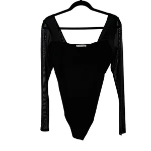 Abercrombie & Fitch Black Mesh Long Sleeve Bodysuit Size L NWT Sweetheart Neck thumbnail 2