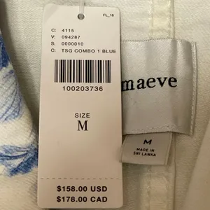 NEW Anthropologie Maeve White Blue Floral Long Sleeve Denim Jean Jacket Size M thumbnail 4