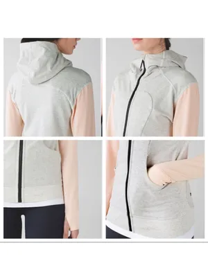 Lululemon On The Daily Hoodie Heathered White / Butter Pink size 8 thumbnail 3