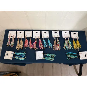Bundle 1- Princess Accessories Beaded Tassel Drop Earrings Lot of 11 Boho thumbnail 3