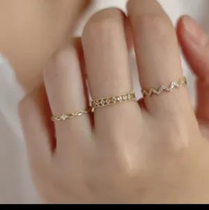 Boutique NEW 18k Gold Vermeil‎ Diamond Cut Lattice Band Ring thumbnail 5