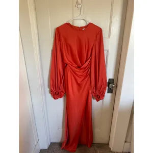 Significant Other Lara Bright‎ Orange Long Sleeve Satin Dress size US4 thumbnail 2