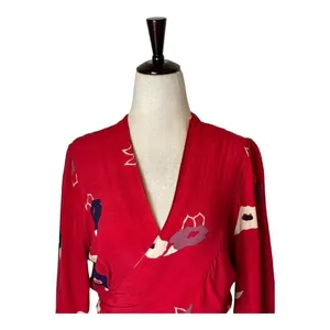 Rollas Wrap Shirt Women Small Red Floral Print Delilah‎ Blouse Boho Cottagecore thumbnail 4