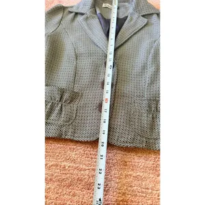 Karee Cropped Blazer Jacket M Brown Print Fitted Button Front Size M thumbnail 5