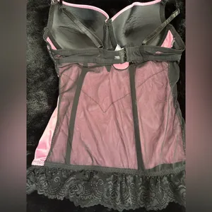Felina Pink & Black Lace Bustier Corset - Small thumbnail 7