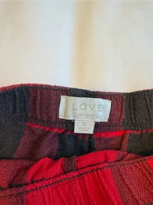 GAP Red and Black Buffalo Plaid Lounge Shorts thumbnail 5