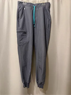 FIGS Zamora Jogger Scrub Pants Gray High Waisted Drawstring Medical Small thumbnail 2
