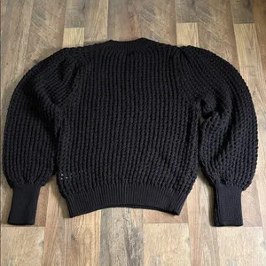 Zara textured open‎ knit chunky sweater crewneck balloon sleeves black size M thumbnail 10