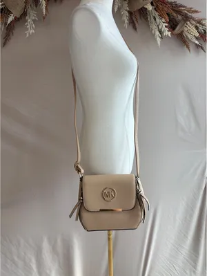 Michael Kors Beige Crossbody Bag with Gold Logo and Zip Pockets thumbnail 2