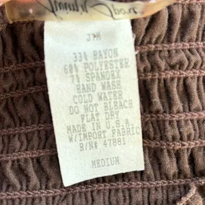 Vintage Swim n Sport Dress Medium Brown Strapless Smocked Y2K Resort Beach Cover thumbnail 5