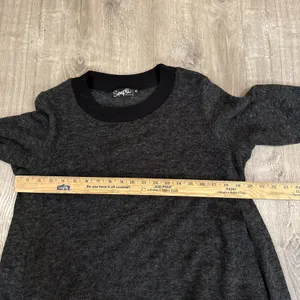 Sympli Top 10 Heathered Knit Sweater w/Black Trim Slit Sides asymmetrical thumbnail 7