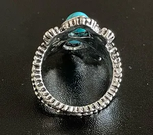 Turquoise stone silver ring size 5 thumbnail 4