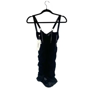 NWT Oh Polly Mesh Corset Mini Dress Women's Black Size 2 thumbnail 4