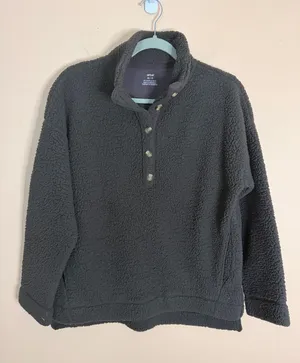 aerie Brown Sherpa Snap-Front Pullover thumbnail 1