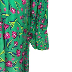 Long Tall Sally Green Button Front Midi Dress US 12 Large Shift Pink Floral thumbnail 6