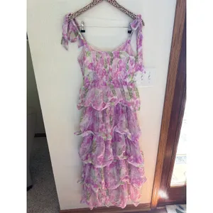 ASTR Zirconia Tiered Dress in Lavender Size Medium thumbnail 7
