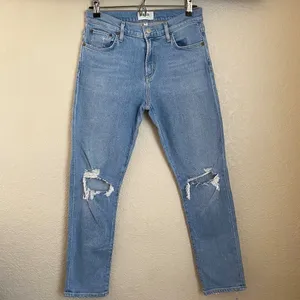 Agolde Toni Mid Rise Straight in‎ Pristine size 26 skinny distressed light wash thumbnail 3