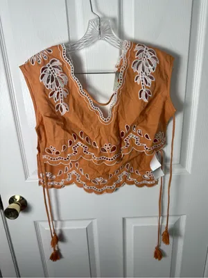 Farm Rio Banana Tree Camel Blouse S thumbnail 4