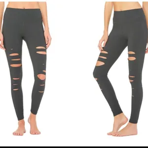Alo Yoga‎ Ripped Warrior Gray Leggings Size XS thumbnail 2
