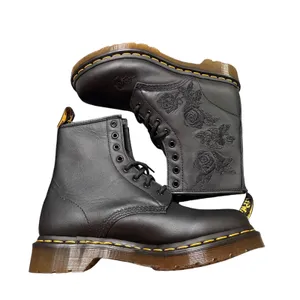 Dr. Martens 1460 Vonda Mono Black Floral Embroidered Leather Boots Women 8 US thumbnail 3