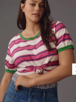 Pilcro Anthropologie Striped Puff-Sleeve Ringer Tee Xsmall thumbnail 5