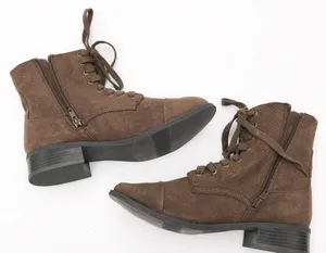 Lane Bryant Brown Perforated Fabric Combat Boots thumbnail 2