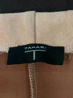 Tahari Pants Womens Med Beige Faux Leather Suede Slim Jegging Pull On Stretch thumbnail 8