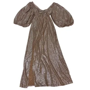 Show Me Your Mumu Sydney Midi Dress Gold, Silver Metallic Balloon, Puff Sleeve S thumbnail 6