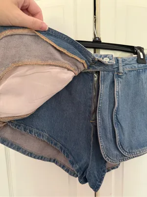NWOT Free People We the Free Prince Street Denim Micro Shorts Overlay Size 31 thumbnail 7