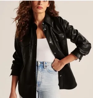 Abercrombie & Fitch Oversized Leather Jacket thumbnail 1