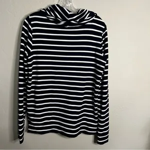 Lauren Ralph Lauren Blue White‎ Striped Cowl Neck Nautical Kangaroo Pocket Top thumbnail 8