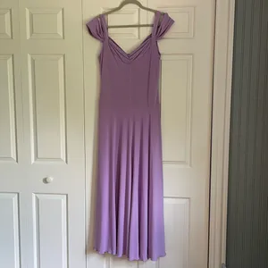 Evanese Lavender Maxi Dress L Off Shoulder Ruched Formal Evening Made USA thumbnail 3