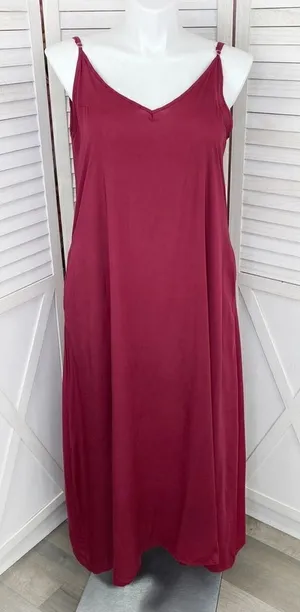 Zanzea‎ Maxi Slip Dress Maroon Red 12 Sleeveless thumbnail 1