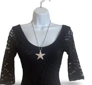 Large Crystal Star Pendant with Matching Chain Silver thumbnail 9