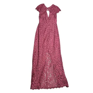 Harlyn Anthropologie Pomegranate Keyhole Maxi Lace Dress Burgundy‎ S Cap Sleeve thumbnail 12