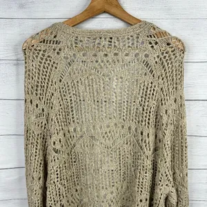 Back in the Saddle Womens Large Open Knit Crochet Cardigan Western Bohemian thumbnail 6