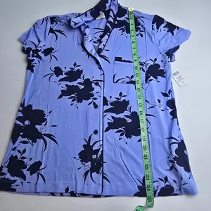 Soma -1969 NWT Cool Nights Pajama Top Blue Floral Short‎ Sleeve Shirt Medium thumbnail 8