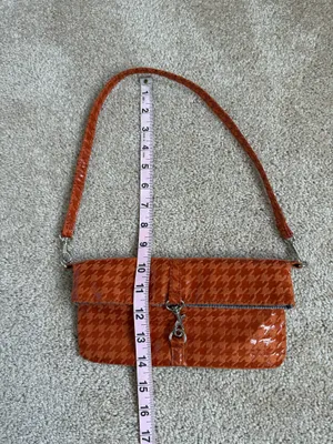Jazzd Lightweight Orange Houndstooth Small Shoulder Bag thumbnail 4