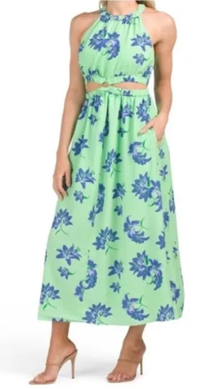 Likely Karrica Maxi‎ Dress Blue Floral Cut Out Print thumbnail 1