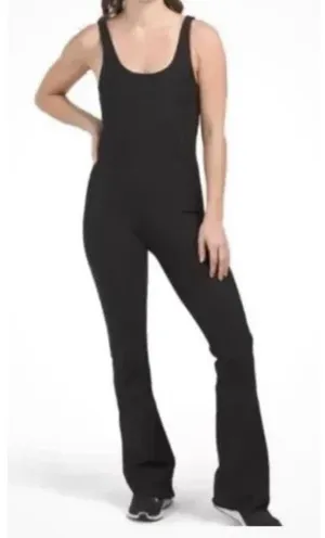 WILO THE LABEL Women's NWT Unitard Black Flare Rib Yoga/Athletic Jumpsuit thumbnail 1