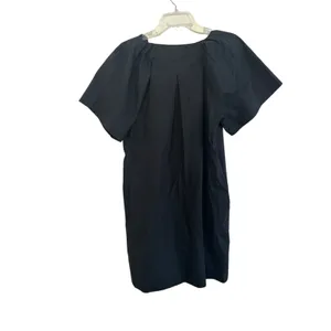 Madewell Dress Black V-Neck Puff Sleeve Mini Shirt dress size medium thumbnail 4