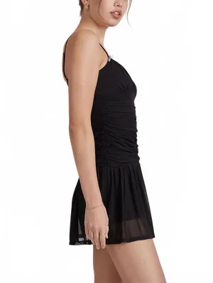 Pacsun Beverly and Beck Gingham Bow Mesh Mini Dress NWT Black XL thumbnail 4