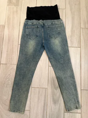Light Blue Maternity Skinny Jeans with Black Belly Panel thumbnail 6