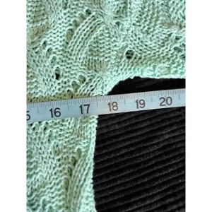 Charming Charlie Open Knit Sweater Scoop Neck Long Sleeve Size M‎ Green thumbnail 5