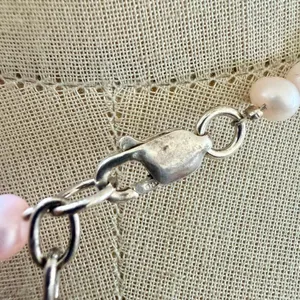 Sterling Silver Rhodonite Pendant Necklace w Freshwater Pearls thumbnail 7
