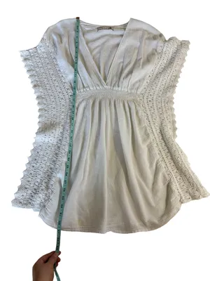 Sea Spice Resort White Crochet Sleeve Cover Up Tunic Dress Large thumbnail 7