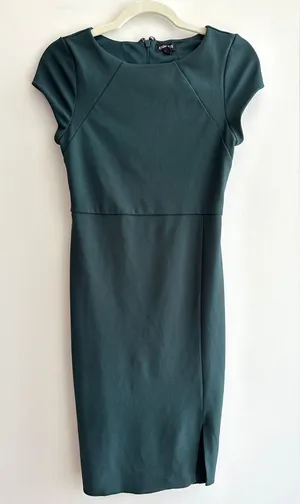 Express Cap Sleeve Fitted Sheath Business Casual Work Dress, Emerald Green, XS thumbnail 1