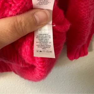 Aerie Peach Pink Happy Place Wool Blend Cable Knit Oversized Sweater Size Small thumbnail 6