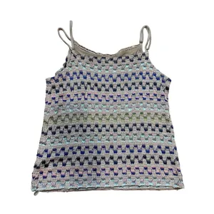 Free People Womens Multicolor‎ Chevron Stripe Pattern Crochet Knit Tank Top Sz L thumbnail 2