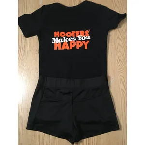 B70 RARE!! New Hooters Girl Vintage Uniform Short Sleeve VNeck Tee & Shorts Xxs thumbnail 5